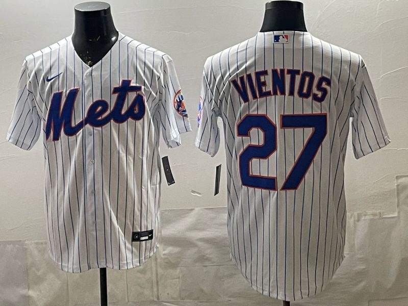 2026 Men Nike New York Mets #27 Vientos White Stripe Game MLB Jersey 009->new york mets->MLB Jersey